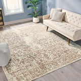 Noble House Althoff 7'10" x 10' Indoor/Outdoor Area Rug, Sand and Ivory