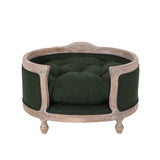 Gilmanton Contemporary Upholstered Medium Pet Bed with Wood Frame, Pine and Antique Natural  Noble House