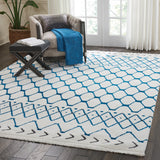 Nourison Kamala DS500 Tribal Machine Made Power-loomed Indoor only Area Rug White/Blue 7'10" x 10'6" 99446407498