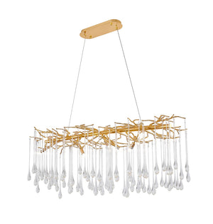 Bethel Elegant Gold Chandelier with Adjustable Cord & Clear Glass Drops for Stunning Lighting