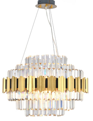 Bethel Gold Chandelier in Stainless Steel & Crystal