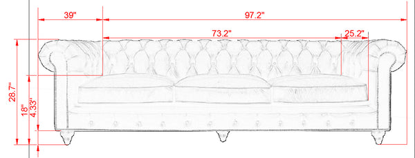 Pasargad Genuine Leather Chester Bay Tufted Sofa SOFA-3009-3-PASARGAD