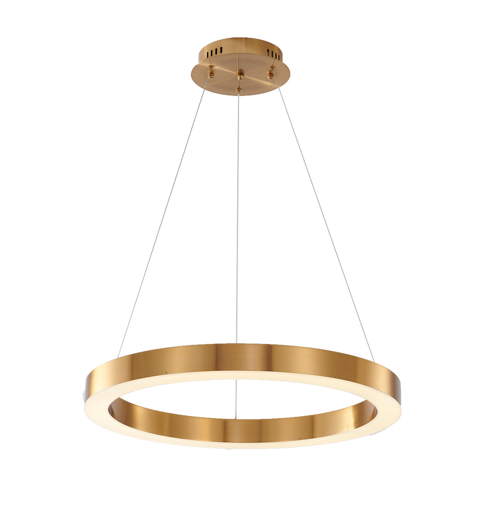 Bethel Gold Halo LED Chandelier – Stylish Metal Light Fixture with Adjustable Cord for Any Ceiling