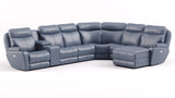 Southern Motion Showstopper 736-05P,80,84,80,80,46WC,59P Transitional  Leather Power Headrest Reclining Sectional with Wireless Power Storage Console 736-05P,80,84,80,80,46WC,59P 957-60