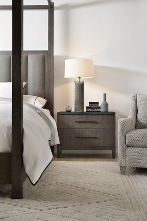 Hooker Furniture Miramar - Aventura Transitional Miramar Aventura San Marcos Stone Top Nightstand in Rubberwoods Solids with White Oak and Pine Knotty Oak Veneer 6202-90015-DKW