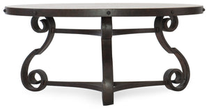 Hooker Furniture Hill Country Traditional/Formal Cast Iron and Antique Travertine Luckenbach Round Cocktail Table 5960-80109-MTL