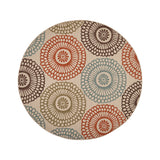 Seastar Outdoor 7'10" Round Medallion Area Rug, Ivory and Multi Noble House