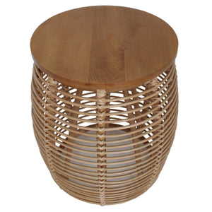 Iris Round Rattan End Table Honey