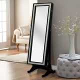 Glitzy Crystal Border Cheval Mirror, Elegant Black