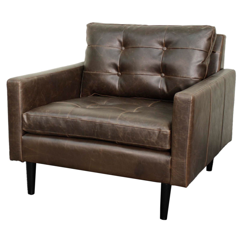 Ritchie Bonded Leather Arm Chair - Mid-Century Modern Design with Tufted Back and Black Splayed Legs