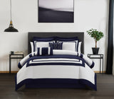 Hortense Navy Queen 8pc Comforter Set