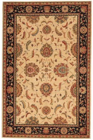 Nourison Living Treasures LI04 Persian Machine Made Loomed Indoor only Area Rug Ivory/Black 5'6" x 8'3" 99446672711