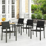 Noble House Wilbur Outdoor Mesh and Aluminum Dining Chairs (Set of 4), Black
