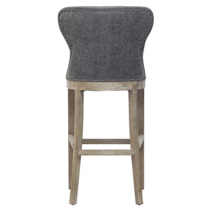 Dorsey Faux Leather Bar Stool – Stylish, Distressed Design for Modern or Transitional Spaces, 30” Height