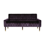 Hertford Tufted Velvet Sofa with Gold Tipped Tapered Legs, Blackberry and Gold Finish Noble House