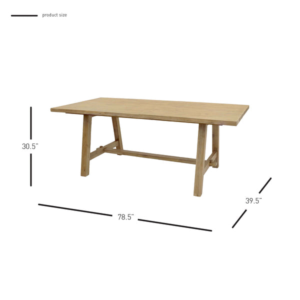 Bedford 79” Rectangular Dining Table - Rustic Acacia Wood with Farmhouse Charm for 6-8 Guests