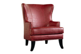 Porter Designs Grant Crackle Leather Wingback Contemporary Accent Chair Red 02-201-06-564