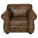 Porter Designs Elk River Leather-Look & Nail Head Transitional Chair Brown 01-33C-03-975