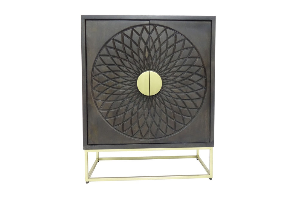 Porter Designs Parabola Solid Handcarved Wood Transitional Cabinet Gray 05-125-31-02551