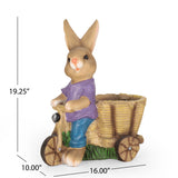 Biddle Outdoor Decorative Rabbit Planter, Brown and Blue Noble House