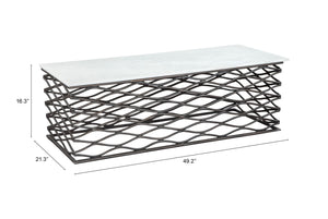 Zuo Modern Duchess Marble, MDF, Aluminum Modern Commercial Grade Coffee Table White, Antique Bronze Marble, MDF, Aluminum