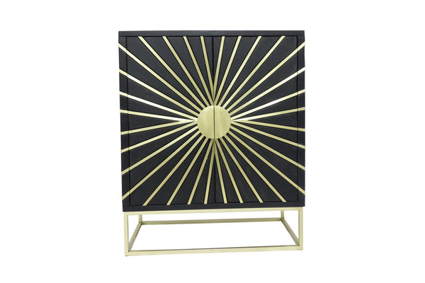 Porter Designs Blaze Solid Handcarved Wood Transitional Cabinet Black 05-125-31-02612