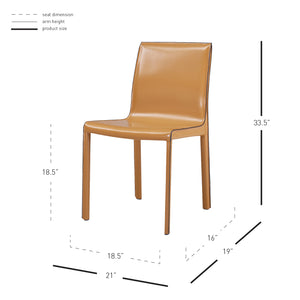 Gervin Recycled Leather Chair Set of 2 - Modern Minimalist Design with Sturdy Steel Frame