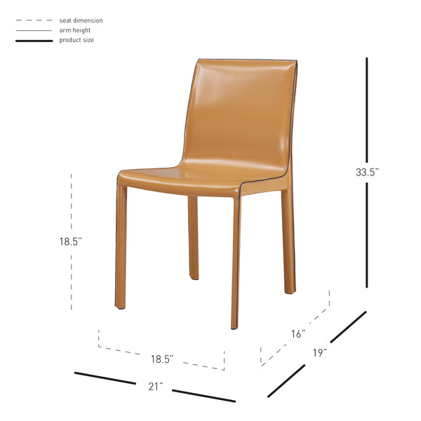 Gervin Recycled Leather Chair Set of 2 - Modern Minimalist Design with Sturdy Steel Frame