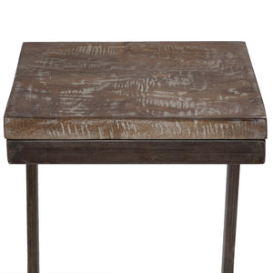 Porter Designs Cube Solid Mango Wood & Metal Industrial Bar Stool Gray 07-108-24-5260