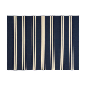 Cabana Outdoor 7'10" x 10' Stripe Area Rug, Navy and Ivory Noble House
