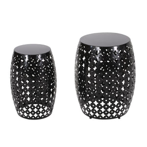 Colcord Outdoor Metal Side Tables, Black Noble House