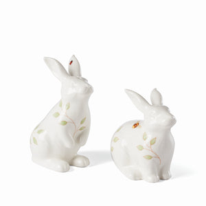 Butterfly Meadow Bunny Salt & Pepper Set - Adorable Porcelain Bunnies for Spring & Easter Decor