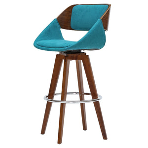 Cyprus 360-Degree Swivel Bar Stool with Mid-Century Design, Comfortable Cushions & Chrome Base