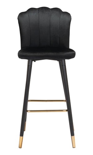 Zuo Modern Zinclair 100% Polyester, Plywood, Steel Modern Commercial Grade Barstool Black, Gold 100% Polyester, Plywood, Steel