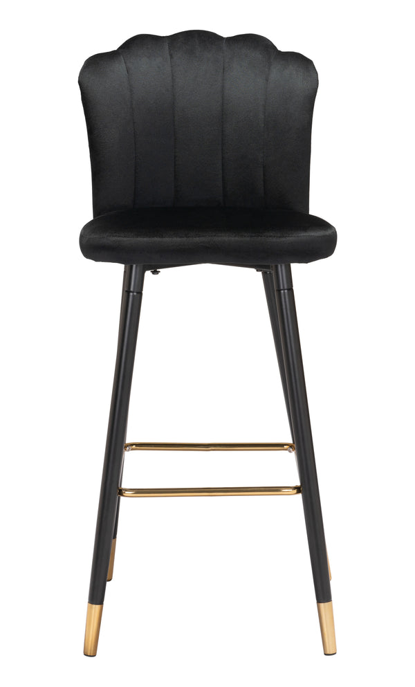 Zuo Modern Zinclair 100% Polyester, Plywood, Steel Modern Commercial Grade Barstool Black, Gold 100% Polyester, Plywood, Steel