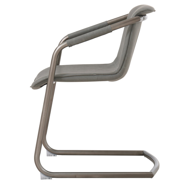 Indy Leatherette Side Chair Set of 2 - Industrial Chic Design with Rubbed Gold Frame & Easy Storage