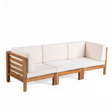 Oana Outdoor Modular Acacia Wood Sofa with Cushions