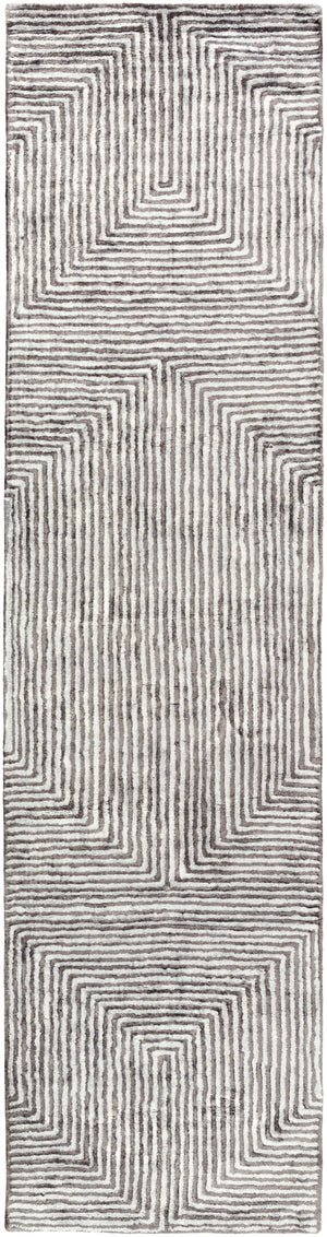 Quartz QTZ-5000 Modern Viscose Rug QTZ5000-312 Ice Blue, Charcoal 100% Viscose 3' x 12'