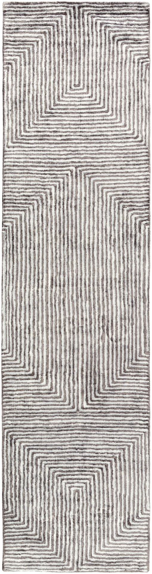 Quartz QTZ-5000 Modern Viscose Rug QTZ5000-312 Ice Blue, Charcoal 100% Viscose 3' x 12'