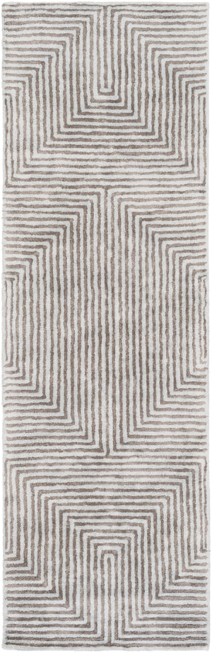 Quartz QTZ-5000 Modern Viscose Rug QTZ5000-268 Ice Blue, Charcoal 100% Viscose 2'6" x 8'