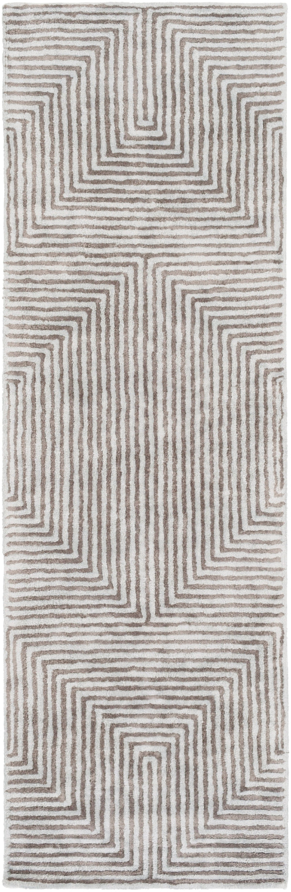 Quartz QTZ-5000 Modern Viscose Rug QTZ5000-268 Ice Blue, Charcoal 100% Viscose 2'6" x 8'