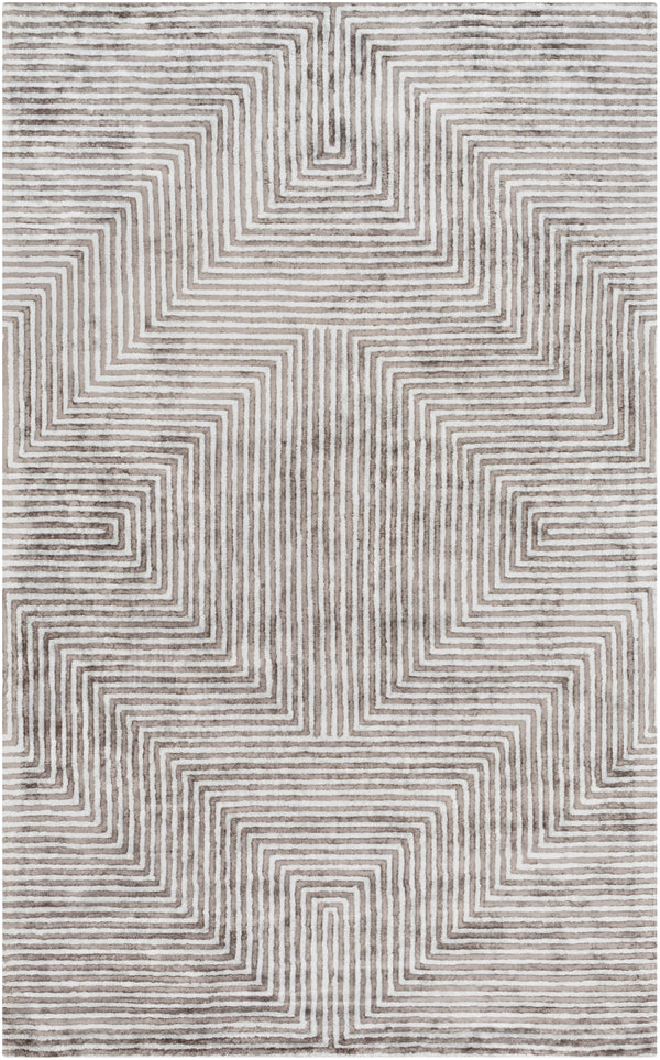 Quartz QTZ-5000 Modern Viscose Rug QTZ5000-576 Ice Blue, Charcoal 100% Viscose 5' x 7'6"