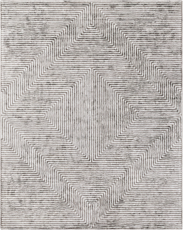 Quartz QTZ-5000 Modern Viscose Rug QTZ5000-810 Ice Blue, Charcoal 100% Viscose 8' x 10'