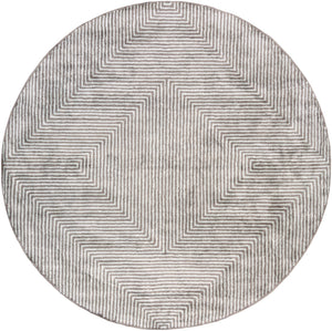 Quartz QTZ-5000 Modern Viscose Rug QTZ5000-8RD Ice Blue, Charcoal 100% Viscose 8' Round