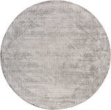 Quartz QTZ-5000 Modern Viscose Rug QTZ5000-8RD Ice Blue, Charcoal 100% Viscose 8' Round