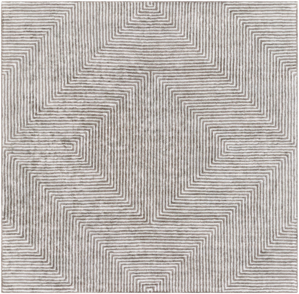 Quartz QTZ-5000 Modern Viscose Rug QTZ5000-8SQ Ice Blue, Charcoal 100% Viscose 8' Square