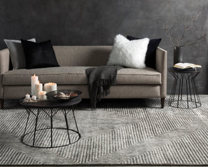 Quartz QTZ-5000 Modern Viscose Rug QTZ5000-8SQ Ice Blue, Charcoal 100% Viscose 8' Square