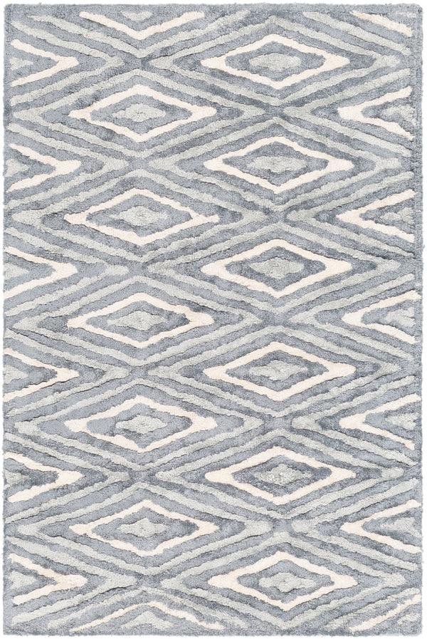 Quartz QTZ-5015 Modern Viscose Rug QTZ5015-913 Charcoal, Light Gray, Cream 100% Viscose 9' x 13'