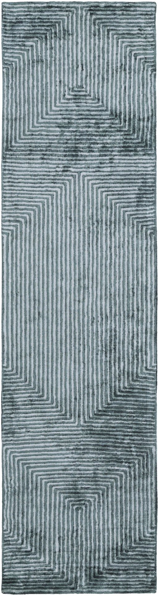 Quartz QTZ-5030 Modern Viscose Rug QTZ5030-2610 Sage, Dark Green 100% Viscose 2'6" x 10'