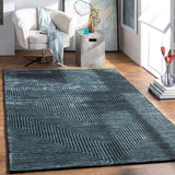 Quartz QTZ-5030 Modern Viscose Rug QTZ5030-913 Sage, Dark Green 100% Viscose 9' x 13'